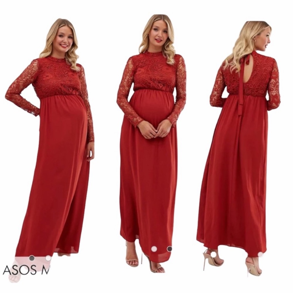 ASOS Women’s Rust Lace Maxi Maternity Dress 4 XS